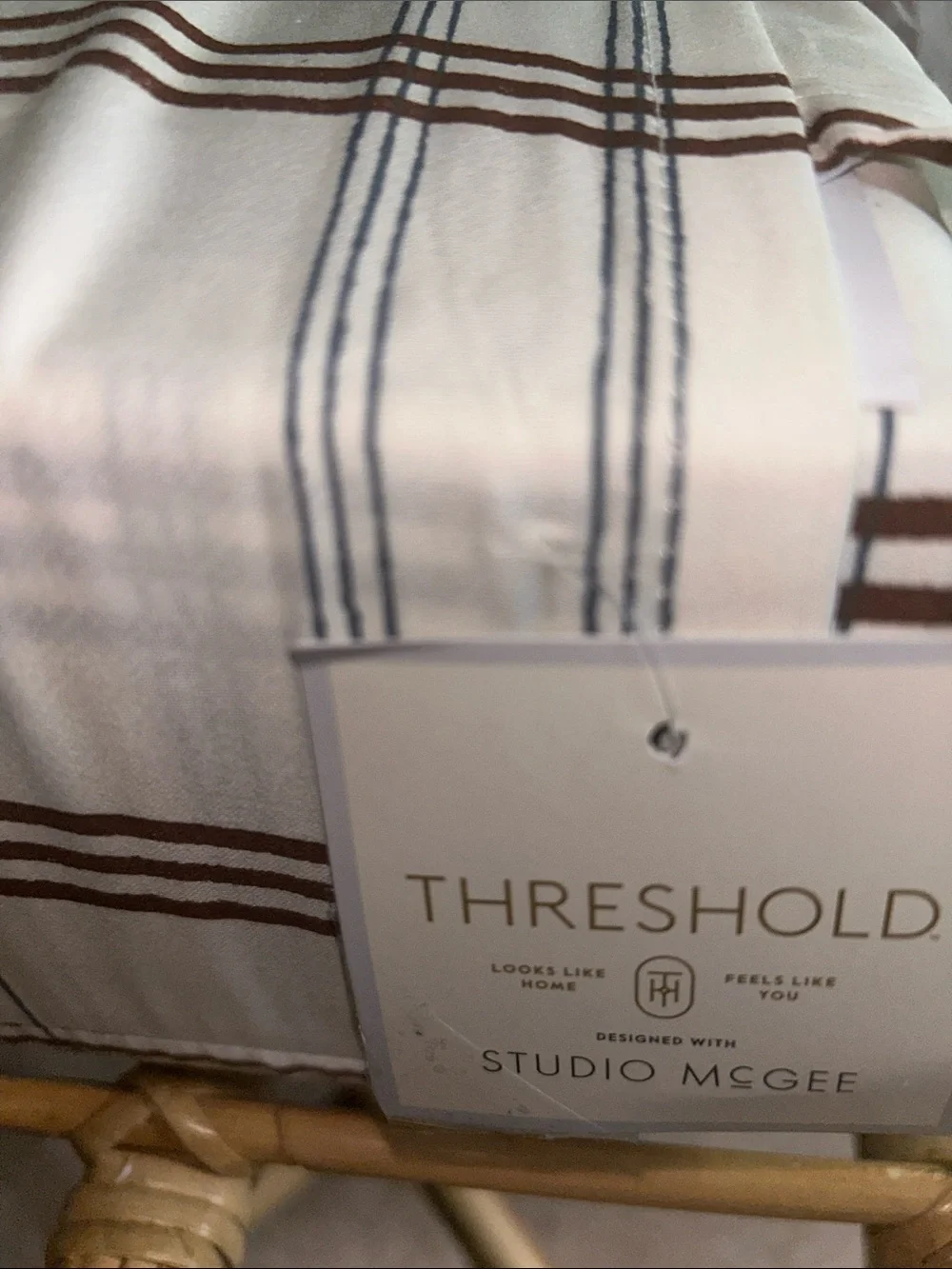 Studio McGee Queen 300 Thread Count Contrast Merrow Edge Plaid Sheet Set with